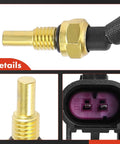 A-Premium coolant temperature sensor with brass threaded probe, O-ring seal, and purple 2-pin connector