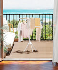 Foldable Wood Clothes Drying Rack With Eight Adjustable Rods No Fuss Space Saving Laundry Organizer For Indoor And Outdoor Use
