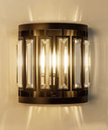 4 Light Crystal Bathroom Vanity Light Bar In Black Over Mirror, Modern Industrial Glam For Farmhouse Villa Resort Hotel Bathroom, G9 Base Bulbs Not Included, front view