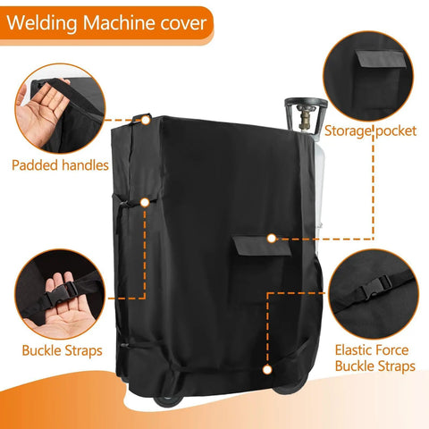 Rugged Heavy Duty Three Layer Welder Cart Cover For Most Electric Welding Carts, Heat Resistant, 37L x 19.7W x 47H, Black