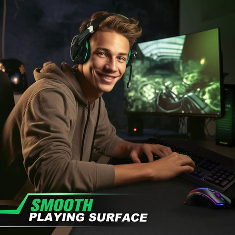 Gamer using Huge 46 By 17 Inch XXL Thick Gaming Mouse Pad For Gamers Extra Large Extended Desk Mat With Smooth Surface And Non Slip Base
