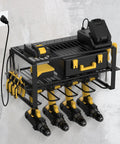 Wall Mount Power Tool Organizer With Six AC Outlets And Charging Station Three Tier Drill Rack For Garage Heavy Duty Tool 