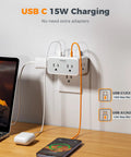 The Ultimate Eight In One Multi Plug Outlet Splitter Packs Hella Convenient Surge Protection Plus A Smooth Wall Mount Extender Hookup Featuring Fast Usb C And Usb A Charging Ports In Modern Grey Perfect For Your Dorm Room Setup Today with USB C charging and devices.