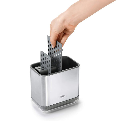 Real Handy Stainless Steel Sink Caddy Keeps Sponges And Brushes Neat And Within Reach With Ventilated Divider And Drip Tray