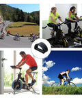 One Pair Bike Pedal Straps Toe Clips With Adjustable Grippy Anti Slip Tape shown with cyclists on outdoor and indoor bikes