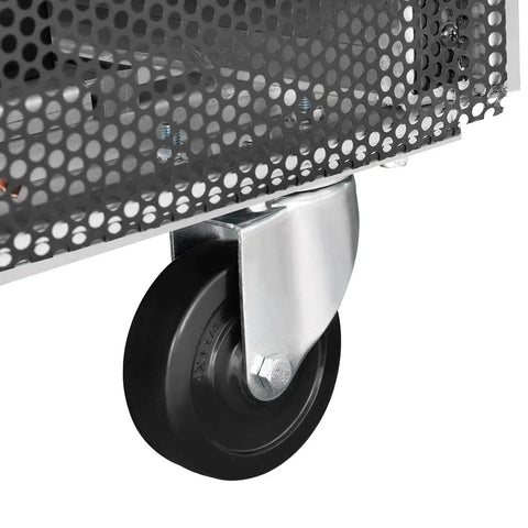 Smooth rolling caster of Heavy Duty One Door Reach In Freezer Boasting Hella Roomy Twenty Three Cubic Foot Capacity With Rock Solid Stainless Steel Construction.
