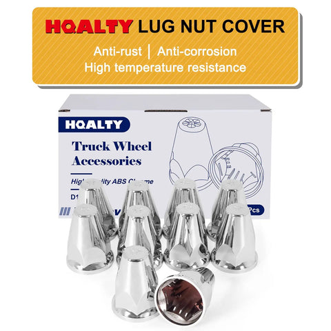 60 Pcs Lug Nut Covers 33mm Bullet Flanged ABS Chrome Push On Anti Rust Nut Covers displayed with box for Heavy Duty use.