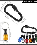 1/4 Inch Hex Shank Bit Holder Keychain with drill bits and carabiner, aluminum alloy, quick change, long and short bars attached