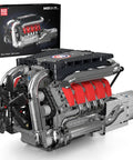 V8 Engine Model Kit For Adults With 1169 Pieces STEM Building Set, Working Transmission, Realistic Blade Rotation, And 4 Speed Gear System For True Gearhead Drivetrain Practice on box and assembled model