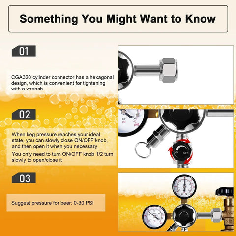 Beefy Dual Gauge CO2 Regulator For Kegerator with safety relief valve and CGA 320 connector