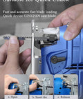 Close-up of T Shank Jigsaw Blades Set 20 Pieces T101AO With Case For Woodworking DIY Curved And Scroll Cuts in quick chuck mechanism
