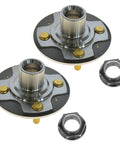 Beef Up Your Ride With This Front Wheel Hub Assembly Set Of 2 For 2001-2005 Honda Civic DX EX GX HX LX Hybrid And 2009-2012 Honda Fit 2013 Fit Base Sport, Driver And Passenger Sides, OE Replacement, Direct Fit, 2 Piece Hub Set showing metal components