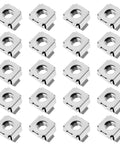 Rock Solid M8 Cage Nuts 304 Stainless Steel Hardware Kit 20 Piece Set arranged in a diamond pattern on a light background.