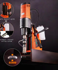 Powerful 1500W Electric Magnetic Drill Press With Heavy Duty Copper Motor For Super Strong Drilling Power showing double dovetail guide and cooling system.