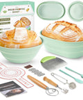 Complete Sourdough Starter Kit With 9-Inch Round And 10-Inch Oval Banneton Proofing Baskets Plus 7 Essential Tools for Home Bakers