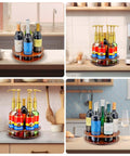 Rotate Your Home Bar Slick With This Seven Slot Coffee Syrup Organizer Rack designed to keep your countertop clutter free with bottles.
