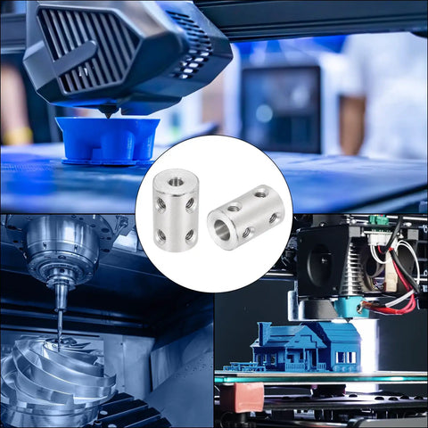Top Shelf Steel Shaft Coupler Kit For 3D Makers And Hobby Motors, Hella Durable 4mm To 7mm Rigid Connector With Hex Key in use with CNC machinery.