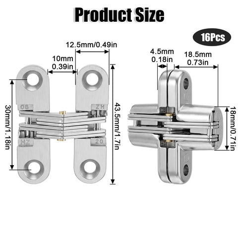 Heavy Duty Concealed Cabinet Hinge Kit Featuring Real Deal Stainless Steel Build And Complete Box Of Mounting Screws For Smooth Swingin Doors And Fine Cabinetry dimensions and design
