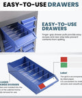 Heavy Duty 40 Drawer Parts Cabinet With ABS Drawers And Metal Frame showing easy-to-use dividers and label for organization.