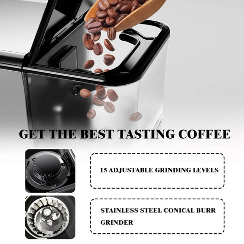 Top Notch Fully Automatic Espresso Machine With Smart Tft Display And One Touch Programs Featuring Dual Boiler Extraction Plus Quick Auto Milk Frother For No Stress Cafe Sips At Home Or Office with coffee beans and grinder.