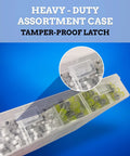 Close-up of All In One Solder Seal Wire Connector Kit With KableSeal Tech 450 Pieces AWG 26-10 case with tamper-proof latch.