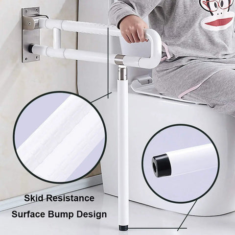 Foldable Stainless Steel Toilet Grab Bar With 304 Grade Frame Anti Slip Shower Handrail Flip Up Bathroom Seat Support Bar Heavy Duty Bathtub Arm Grip For Safe Access And Stability Supports Up To 450 Lbs