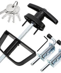All In One Shed Door Latch Kit With T Handle Lock And Five Keys, Two Spring Loaded Latches, Five And A Half Inch Stem