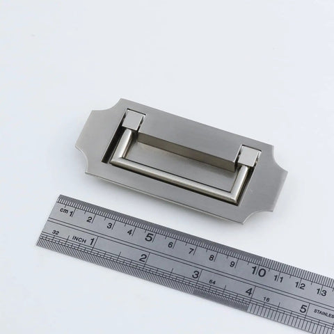 Two Pack Hidden Drawer Ring Pull Handles Set Premium Zinc Alloy With Mounting Screws Flush Mount 82mm Hole Spacing 100mm x 45mm