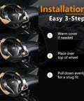 Installation steps for Top Shelf Leather Steering Wheel Cover Universal For Almost Every Ride Easy Swap Non Slip Beige Auto Accessory.
