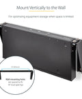 Rock Solid 1U Vertical Wall Mount Patch Panel Rack Bracket showing 16 inch wall-mounting holes for easy installation.
