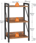 Rock Solid 3 Tier Industrial Bookshelf Featuring Dark Wood Grain Shelves, Slim Metal Frame Storage Rack dimensions and weight capacity.
