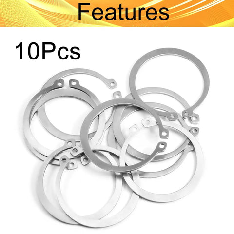 Top Shelf 304 Stainless Steel Snap Rings For Shafts, Heavy Duty Internal Retaining Circlips With Precision C Clip Design, Rust Resistant Shaft Holders Pack Of Ten