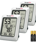 Digital Hygrometer Indoor Thermometer With Humidity Monitor And Wellness Indicator For Dry Comfort And Wet Conditions, No Fluff High Accuracy And Fast Refresh Rate, Easy Home Climate Tracker, front view with AAA batteries