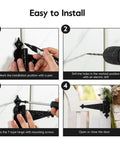 Step-by-step installation of 6 Inch Decorative Hammered Steel Rust Resistant Heavy Duty T Hinges Outdoor Tee Hinges showing tools and process.