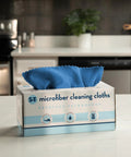 S&T microfiber cleaning cloths in a box, 50-count, blue, 11.8 x 11.8 in, 190gsm for home use