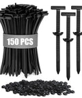 150 Pack Heavy Duty Nylon T Style Cable Tie Buckle Push Pin Retainer Clips Self Locking Automotive Plastic Rivets display