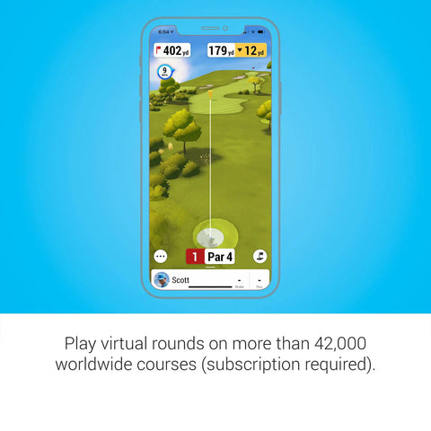 Approach R10 Portable Golf Launch Monitor for Indoor Practice and Driving Range app interface on smartphone screen