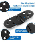 Built Tough As Nails Heavy Duty Folding Table Hinges Black Zinc Alloy Flip Pivot Hardware 4 Piece Kit With Mounting Screws showing rust-proof design and countersunk holes