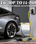 Heavy Duty 6 6Ft Nema L6 30P To 14 50R Ev Charging Adapter Cord 30 Amp To 50 Amp Generator Connector with handle in use.
