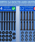 Comparison of 14 bolts and nuts versus 12 for Trailer Shackle Kit For Double Eye Springs 3,500 Lbs To 5,200 Lbs Dual Axle Upgrade