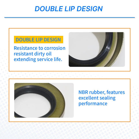 Image showing double lip design of Trailer Axle Hub Grease Seals Kit With Cotter Pins For EZ Lube Axles 2000 2200 Lb BT8 Spindle.