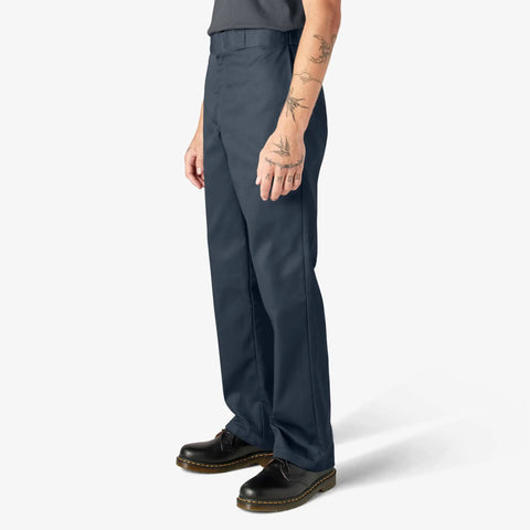 Original Straight Leg Work Pants Built Solid As A Rock With The Roomy Big And Tall Fit Stone Cold Durable Polyester Cotton Blend Resists Wrinkles And Grease Spills Perfect For The Job Site Or Daily Office Hustle Navy Shade, side view.