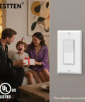 4 Pack Decorator 3-Way Light Switches With Wall Plate, 15A 120V And 277V Rocker Paddle Interrupter, UL Listed, family setting
