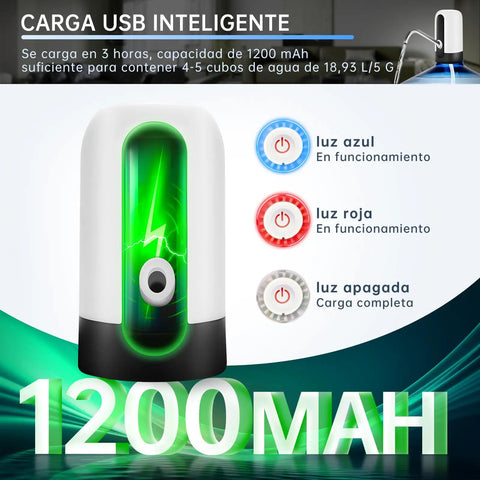 Portable Electric Water Bottle Pump Dispenser For Universal 5 Gallon Jugs BPA Free Food Grade Silicone USB charging lights