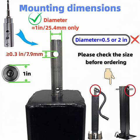 Mounting dimensions for Trailer Jack Drill Adapter For 1 Inch Drive Shaft, Stainless Steel Heavy Duty Power Tool
