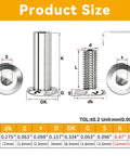 Premium Furniture Fastener Kit Contains 10 Pieces Of 12 Millimeter Flat Head Hex Cap Bolts Paired With Steel Barrel Nuts And Included Allen Wrench dimensions and specifications image.