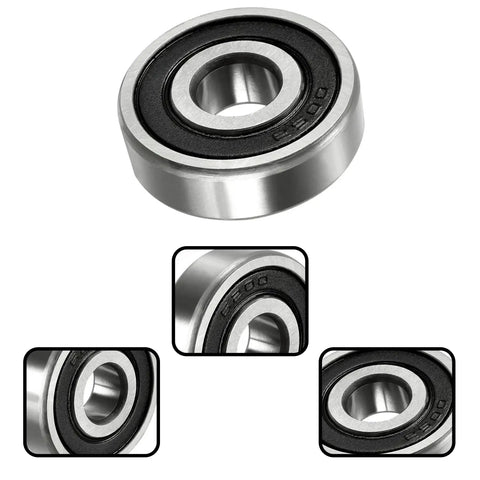Two Pack 6200-2RS Deep Groove Ball Bearings 10x30x9mm pre lubricated for high RPM, chrome steel, P6 ABEC 3, double sealed close-up