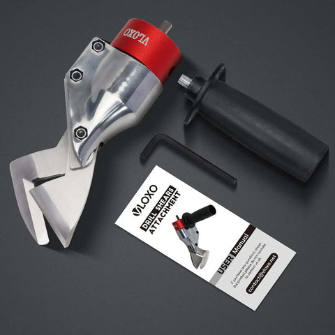 Sheet Metal Cutter Drill Attachment For Electric Drills, Heavy Duty Shear For Cutting Iron And Aluminum, 360 Degree Pivoting Handle shown