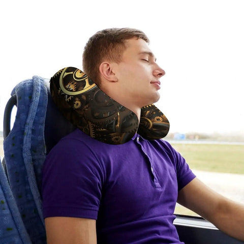 Cool Steampunk Gears Travel Pillow U Shaped Neck Support For Comfy Sleep On Long Haul Flights Napping Office Pillow Head And Neck Support Travel Essentials For Planes Trains And Cars on a bus passenger