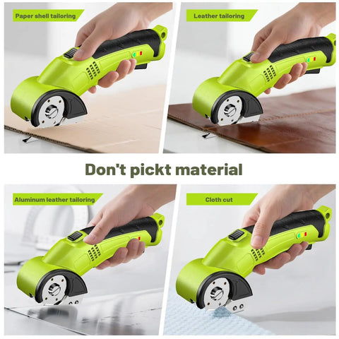 Cordless Electric Scissors For Cardboard Fabric Leather And Carpet With Two Blades Safety Lock And Storage Case used on various materials